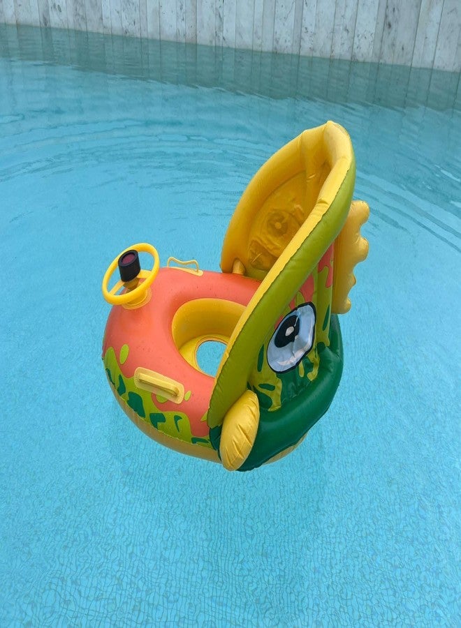 ProKart Baby Pool Float - Baby Water Play Mat Water pad for Infants Toddlers | Infant Training Bath Float | Inflatable Toddler Swim Float with Sunshade (Dolphin Pool Float, Pack of 1) - Image 1